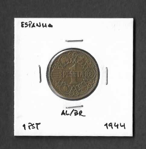 Moeda de 1 peseta. Espanha 1944