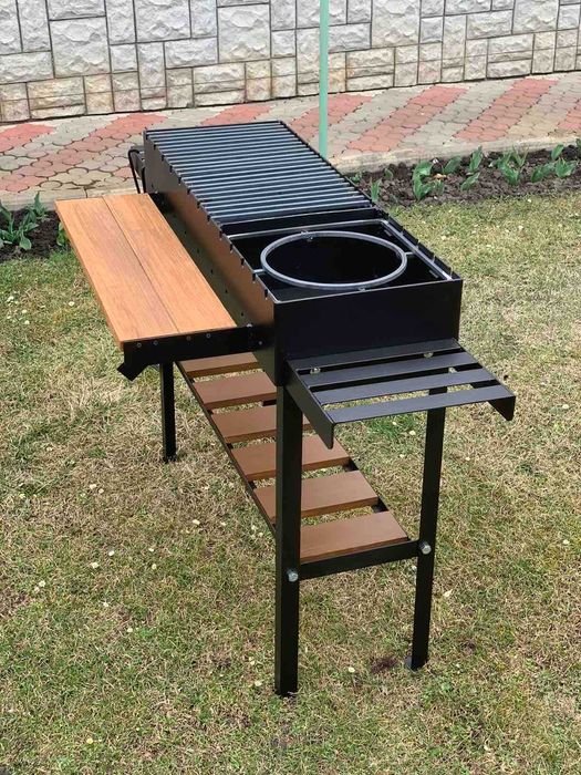 Великий мангал з решіткою та підставкою метал 5 мм ВСЕ В КОМПЛЕКТІ