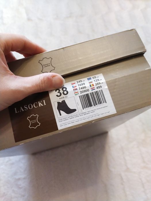 Lasocki botki damskie na obcasie zamsz rozmiar 38