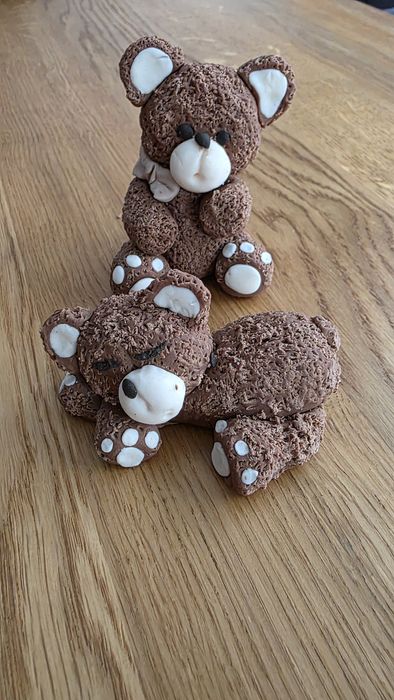 Figurki misie z masy cukrowej na chrzest, roczek, urodziny