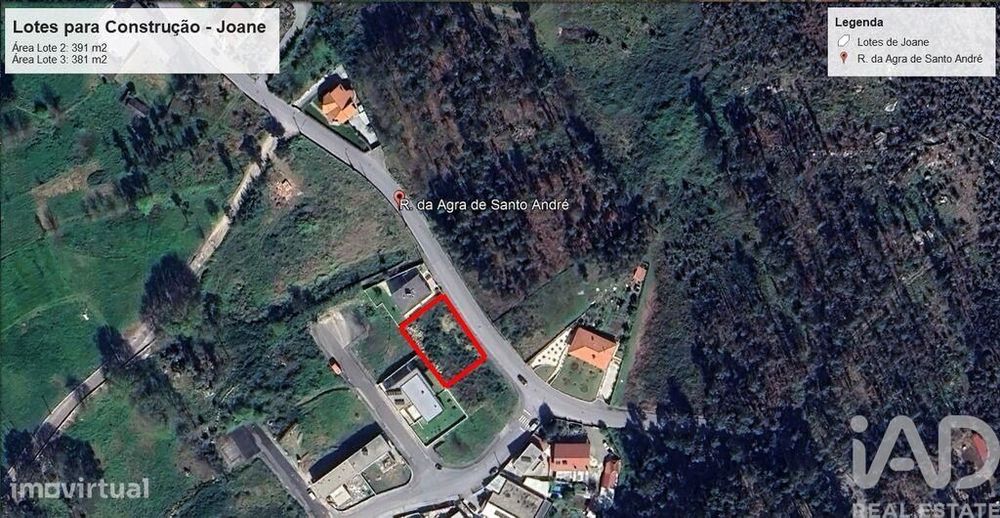 Terreno para construção em Joane de 391,00 m2