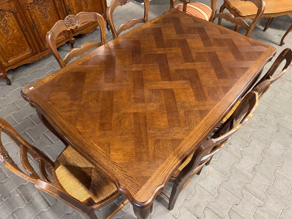 Stół i 6 krzeseł Ludwik stół rozkładany stół drewniany dąb