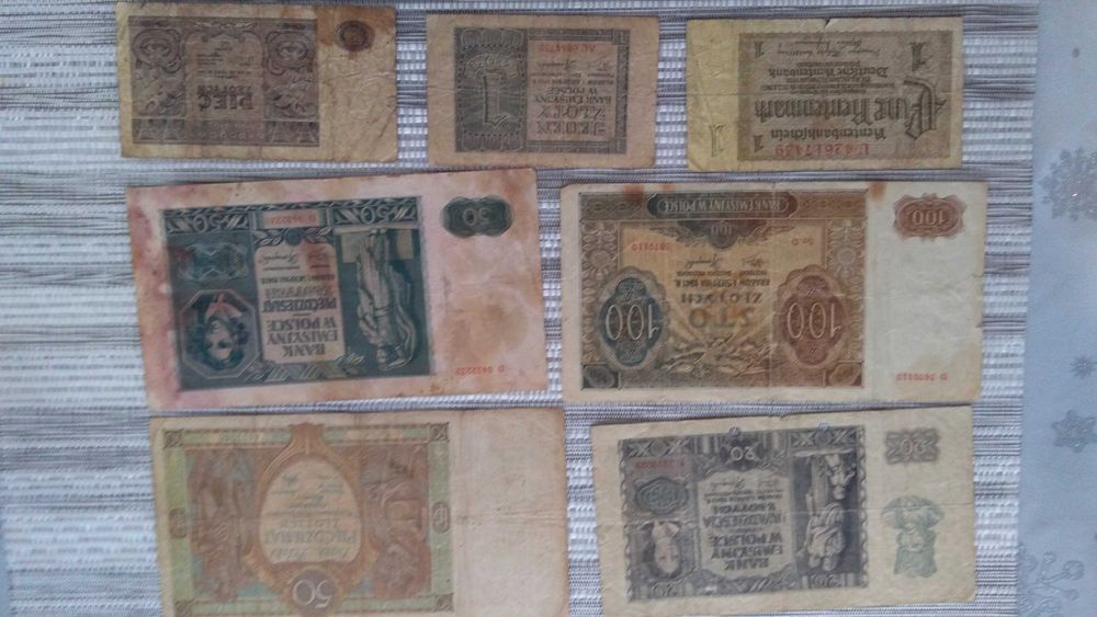 stare banknoty gg generalna gubernia, okupacja,  II RP inne
