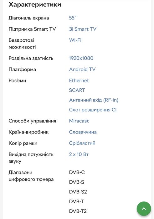 Телевізор Sony 55 дюймів
