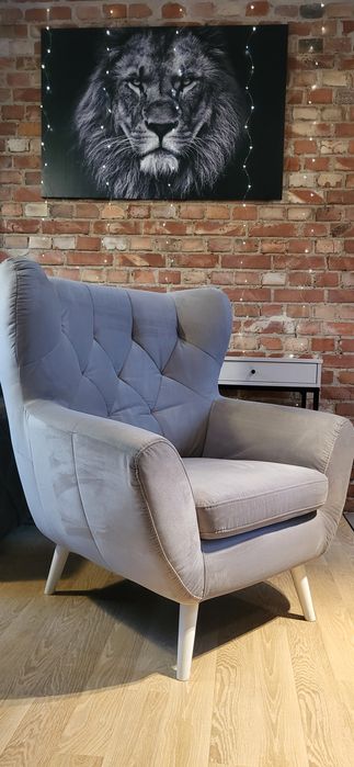 Sprzedam Fotel uszak Voss firmy Gala Collezione Elegante welur szary