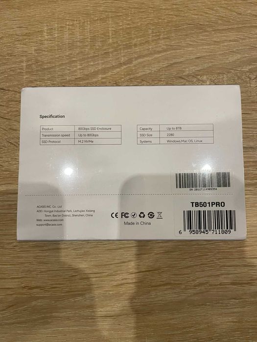 Внешний корпус SSD накопителя Acasis TB501 PRO 80 Гбит/с USB4 M.2 NVMe