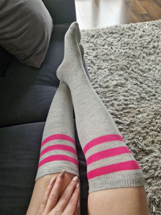 Primark Skarpety długie przed kolano różowe szare