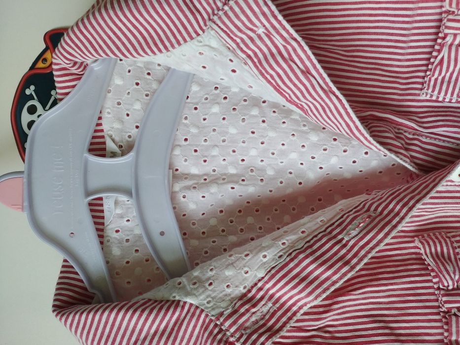 Marynarka żakiet kurtka sweter narzutka czerwona białe paski h&m r.74