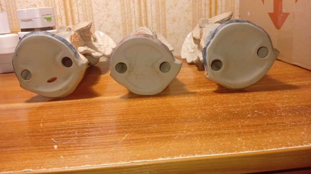 Лот: 3 Штуки - НОВІ Підсвічники Церковні Янголи - Фаянс/Кераміка з США