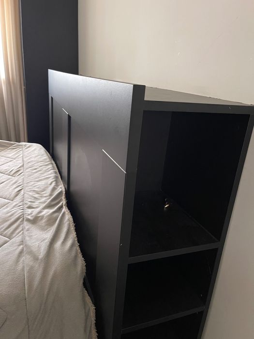 Cama IKEA com cabeceira + estrado + colchão