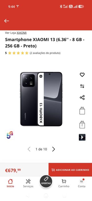 Xiaomi 13 5G (Versão Global) (não é o 13T é o 13 que é muito superior) com Carregador Original 67w -- Em excelente estado (SEM CAIXA)