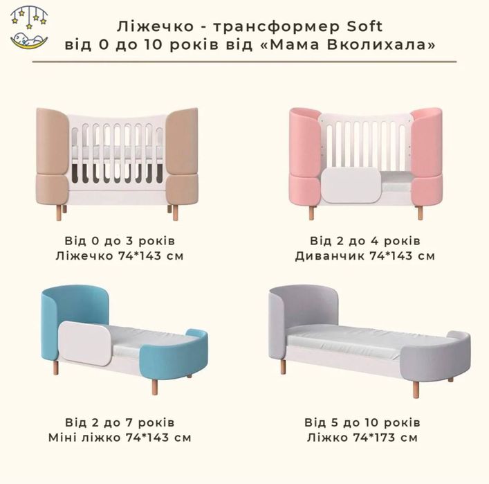 Дитяче ліжечко «Мама Вколихала» з матрациком 170х70