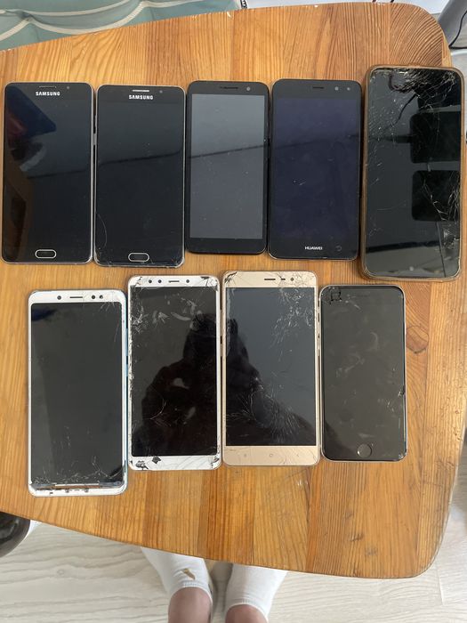 9 uszkodzonych tel smartphone samsung, alcatel, iphone, xiaomi