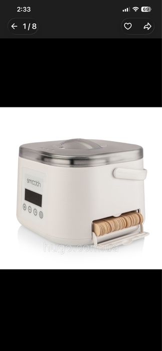 Воскоплав SMOOTH EL-500 WHITE, 100 Вт, 500 мл / Баночний воскоплав з таймером та дисплеєм