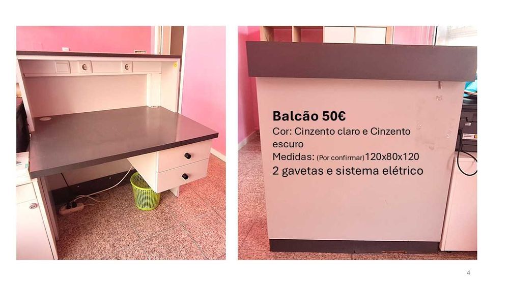 Balcão de escritório/loja com gavetas