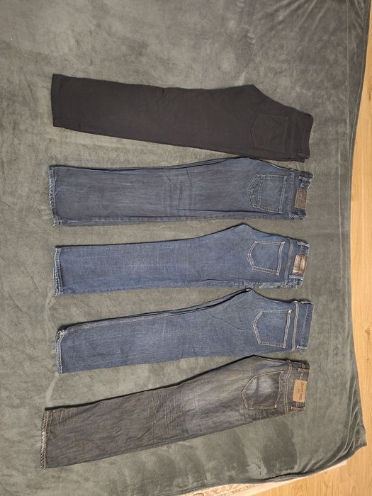 5 szt. Spodnie męskie 32/32 L/32 jeansy, czarne, C&A
