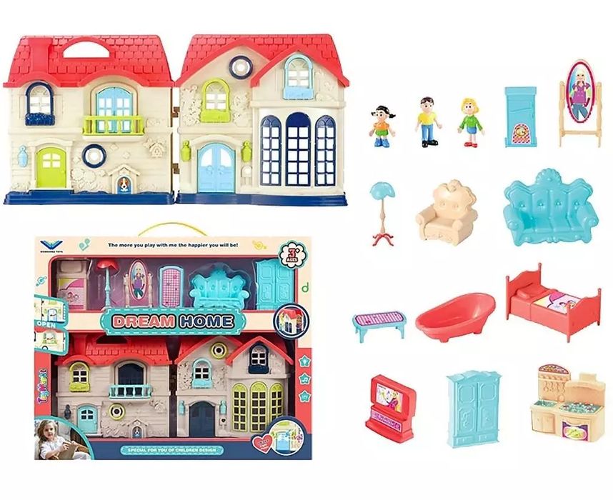 Domek dla lalek z mebelkami. Trifox