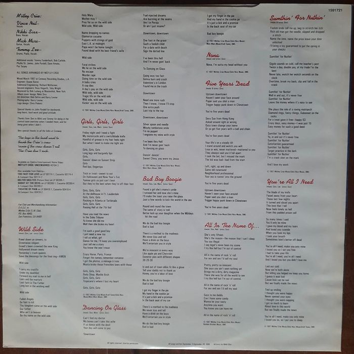 Vinil / Lp - Motley Crue - Álbum Girls Girls Girls de 1987