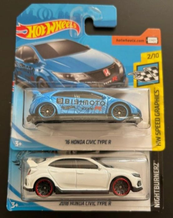 Conjunto 2 hondas civic type r 16/18 hot wheels