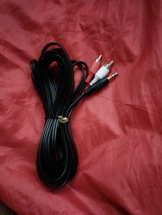 5 метров AV Кабель AUX 3.5 мм Jack х 2 RCA, АУХ 3.5 Джек на 2 Тюльпана