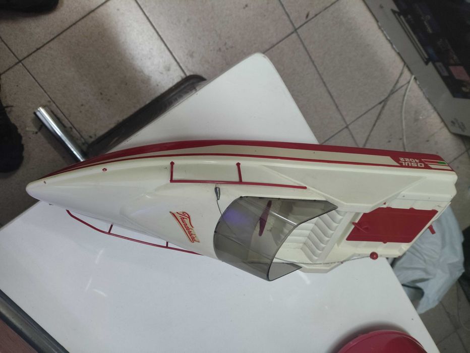 Antigo Barco Lancha a pilhas Vintage Thunderbird 40 cm