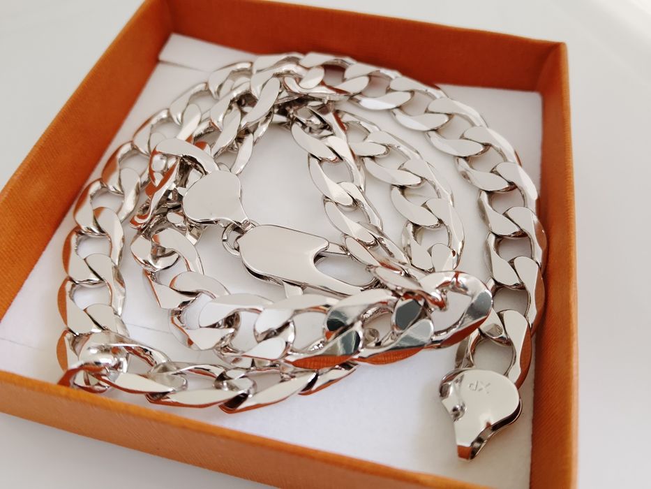 Srebrny Łańcuszek Pancerka 55cm 10,5mm Silver Plated 925