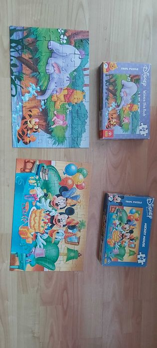 Puzzle 2 zestawy po 60 elementów Mickey Mouse Puchatek