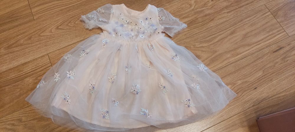Sukienka tiulowa kwiaty ślub wesele chrzest urodziny 92