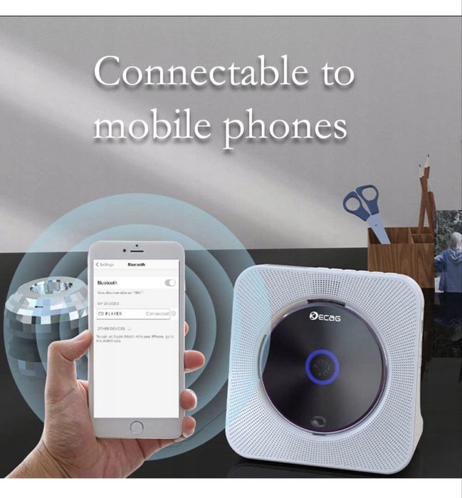 Przenośny odtwarzacz cd z baterią AUX USB FM LCD