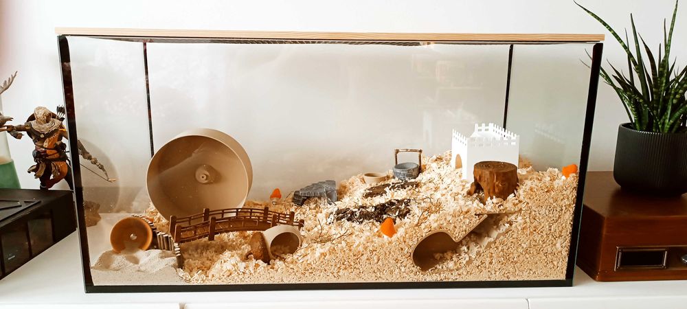 Klatka dla chomika – DUŻE akwarium 80×35×40 cm | naturalne | NOWE