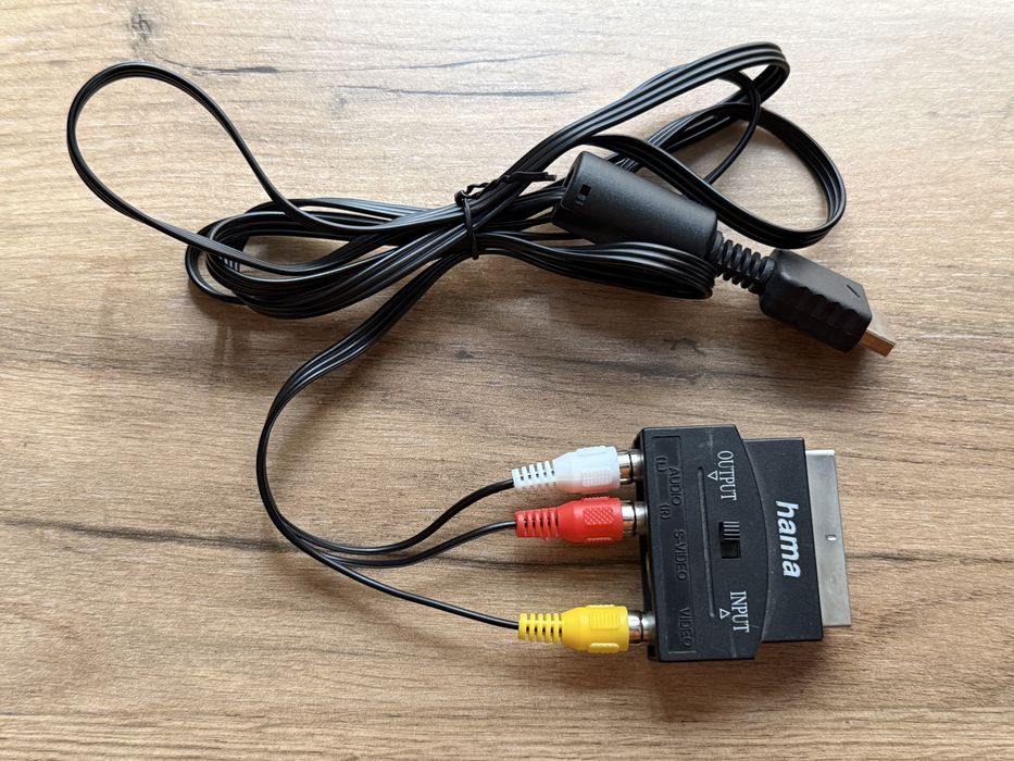 Kabel AV (chinch) do playstation 1/2/3 z przejściówką na euro scart