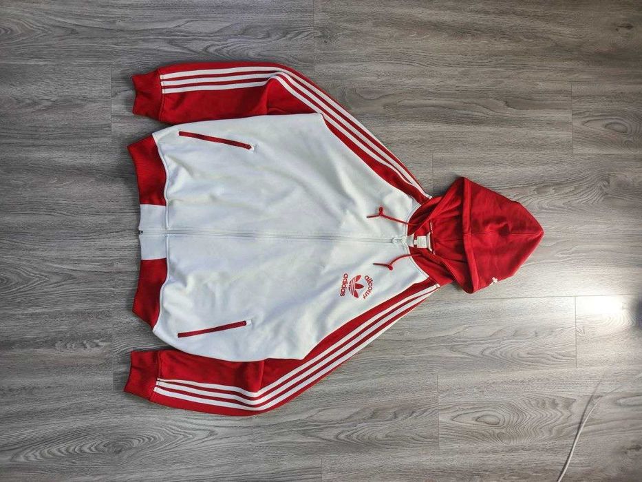 Зіпка Adidas Originals Vintage Zip Hoodie White/Red 2XL XL Fit Оригінал