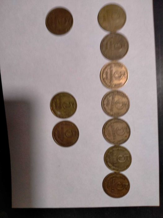 монета 5 копійок жовті, різних років