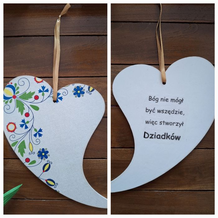 Serce kaszubskie z cytatem dla Babci i Dziadka - decoupage