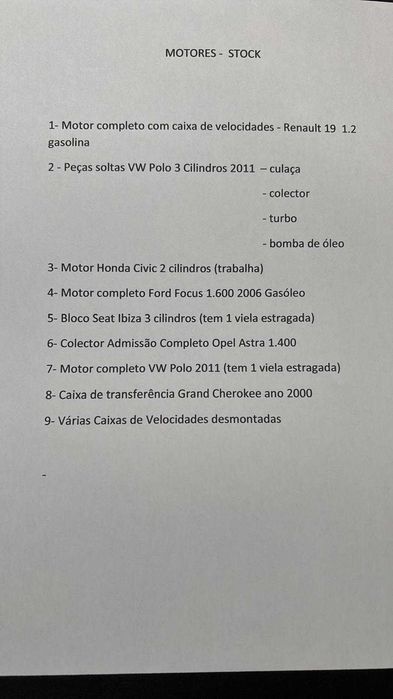Vendo Motores Várias Marcas FORD FOCUS /HONDA CIVIC/ VW POLO 2011