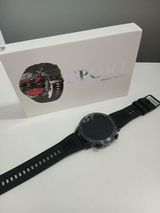 Smartwatch wodoodporny IP69 10ATM, czarna koperta. Męski