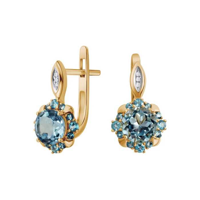 Kolczyki złote z topazami i diamentami VERONA GZ19964