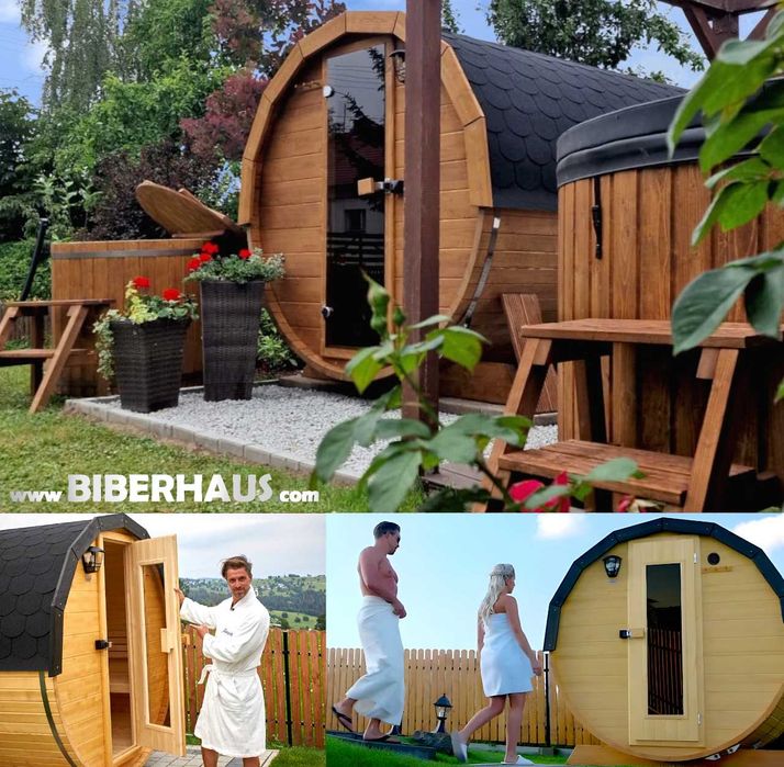 SAUNA Ogrodowa 400 cm + GRATIS Beczka 500L + Akcesoria