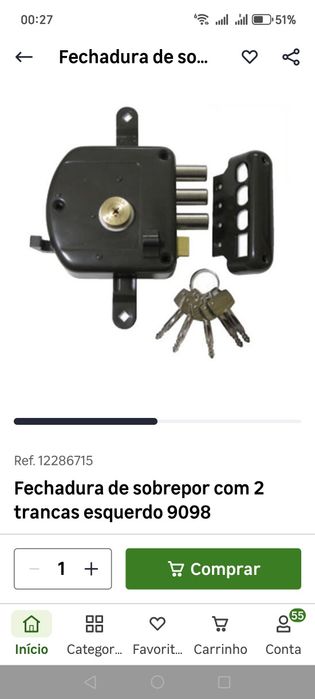 Fechadura de sobrepor com trancas