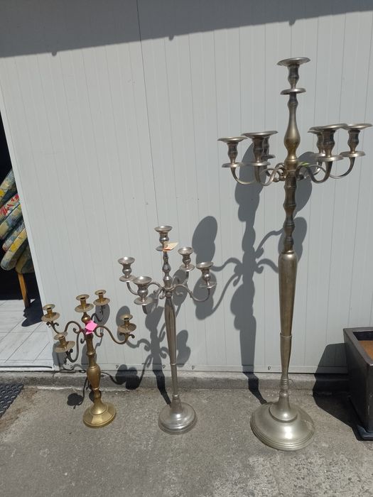 Świecznik duży srebrny 160 cm.