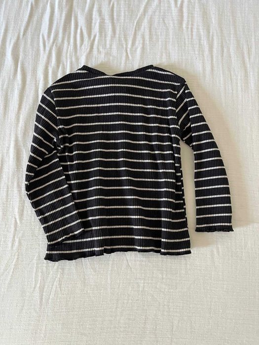 Camisola Zara canelada às riscas azul-marinho com lua, 12-18 meses