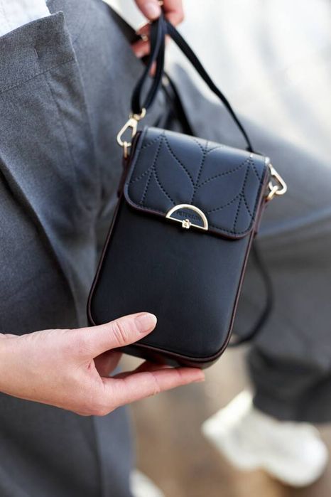 mini torebka-portfel ze skóry ekologicznej - peterson