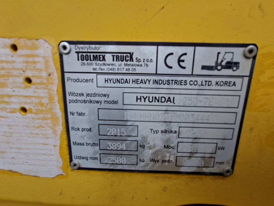 Wózek widłowy Hyundai 25D E 7 diesel  2.5t