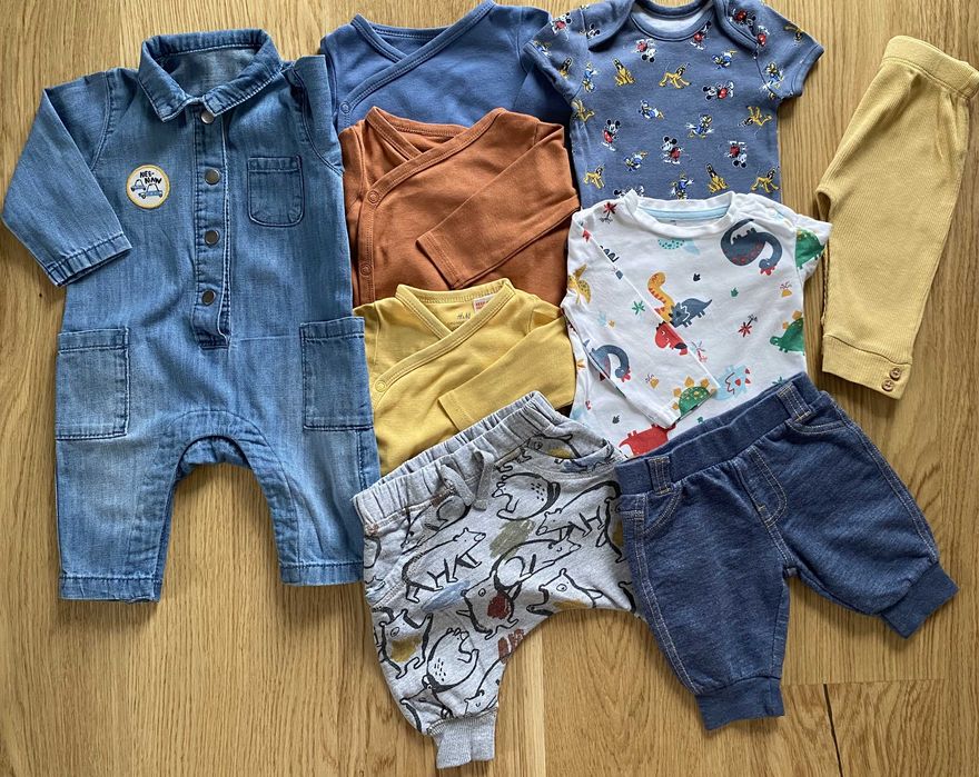 H&m body bawełna organiczna kombinezon 0-3m super zestaw 9 szt.