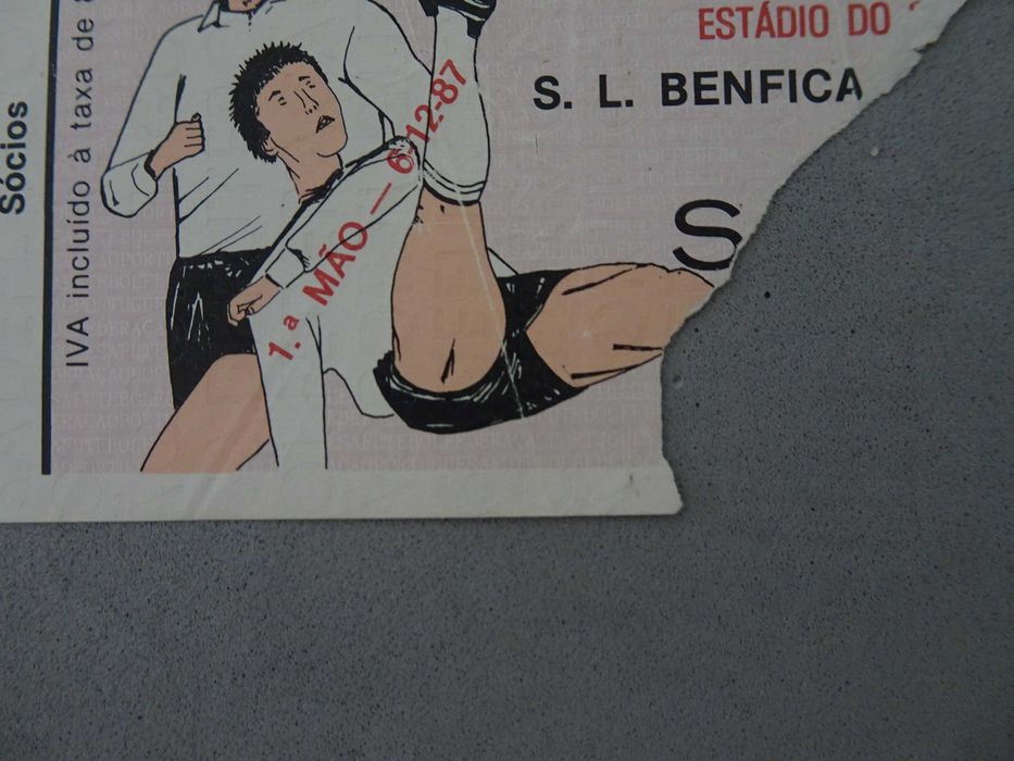 Bilhete de futebol Benfica - Sporting Supertaça Cândido de Oliveira 6 dezembro 1987