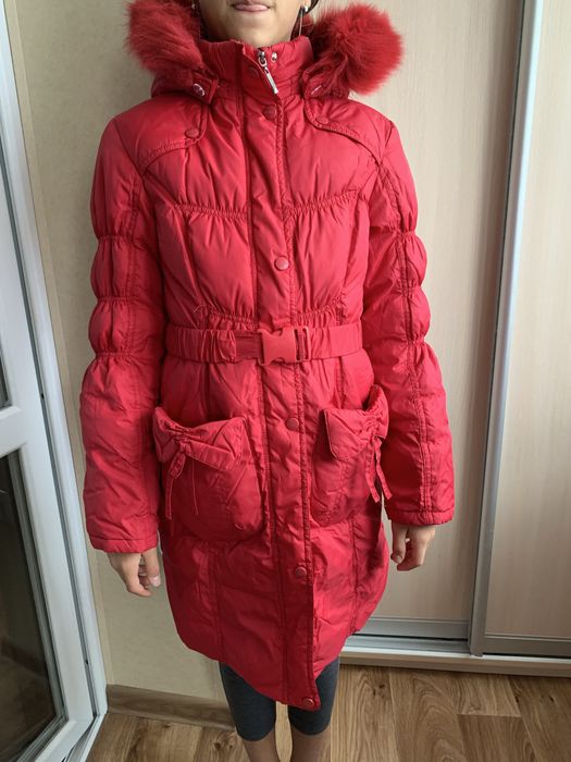 Куртка натуральный пуховик на девочку 8-10 лет