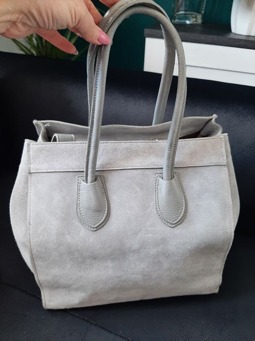 Duża piękna skórzana torba Genuine Leather skóra naturalna