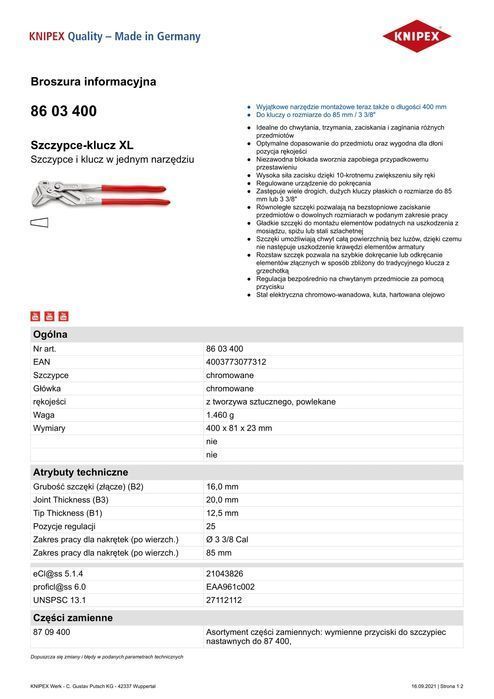 Szczypce-Klucz Xl 400Mm Knipex