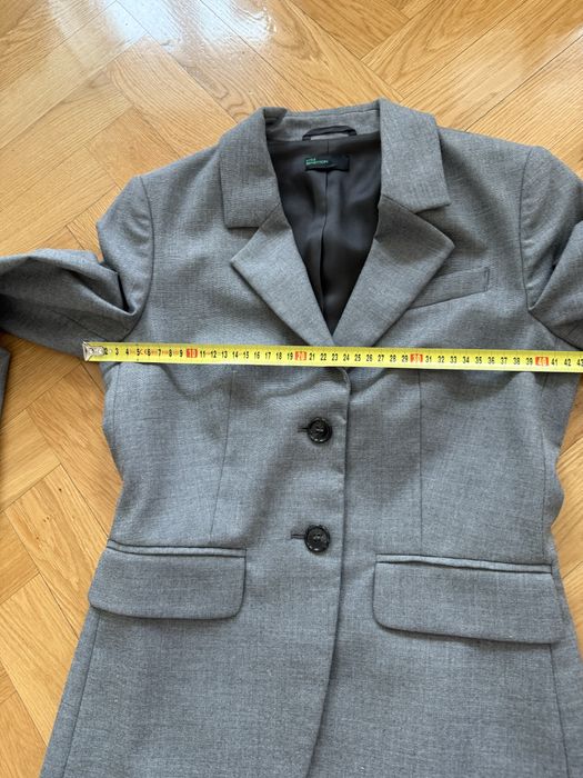 Marynarka szara żakiet Benetton rozmiar S taliowana