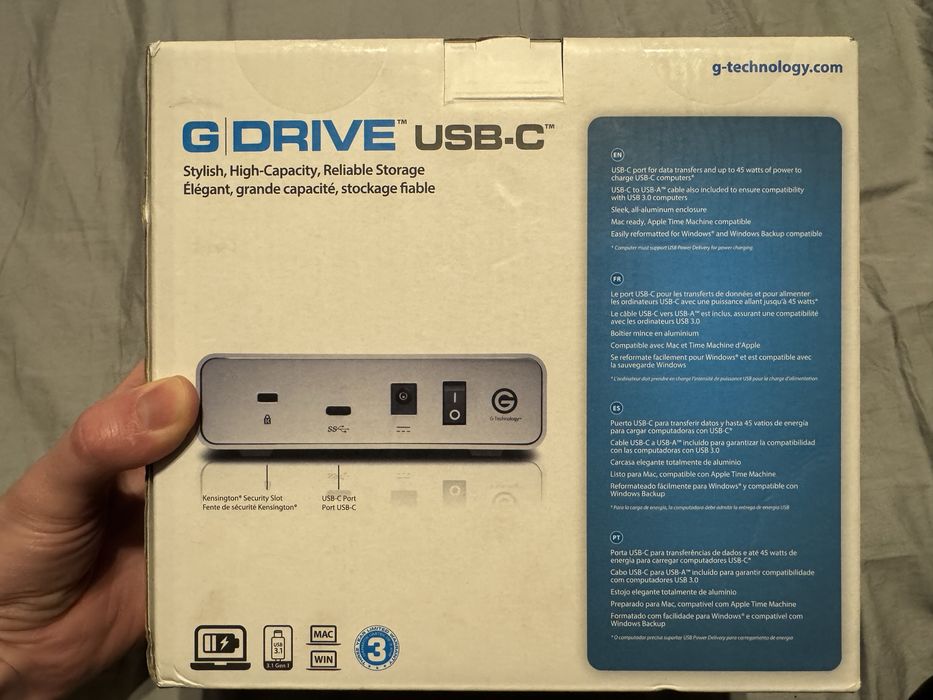 Новый запечатаный внешний жесткий диск g-drive 4tb usb-c cmr запись